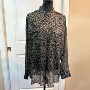Banana Republic Animal Print Shirt. This shirt is a sheer green.
